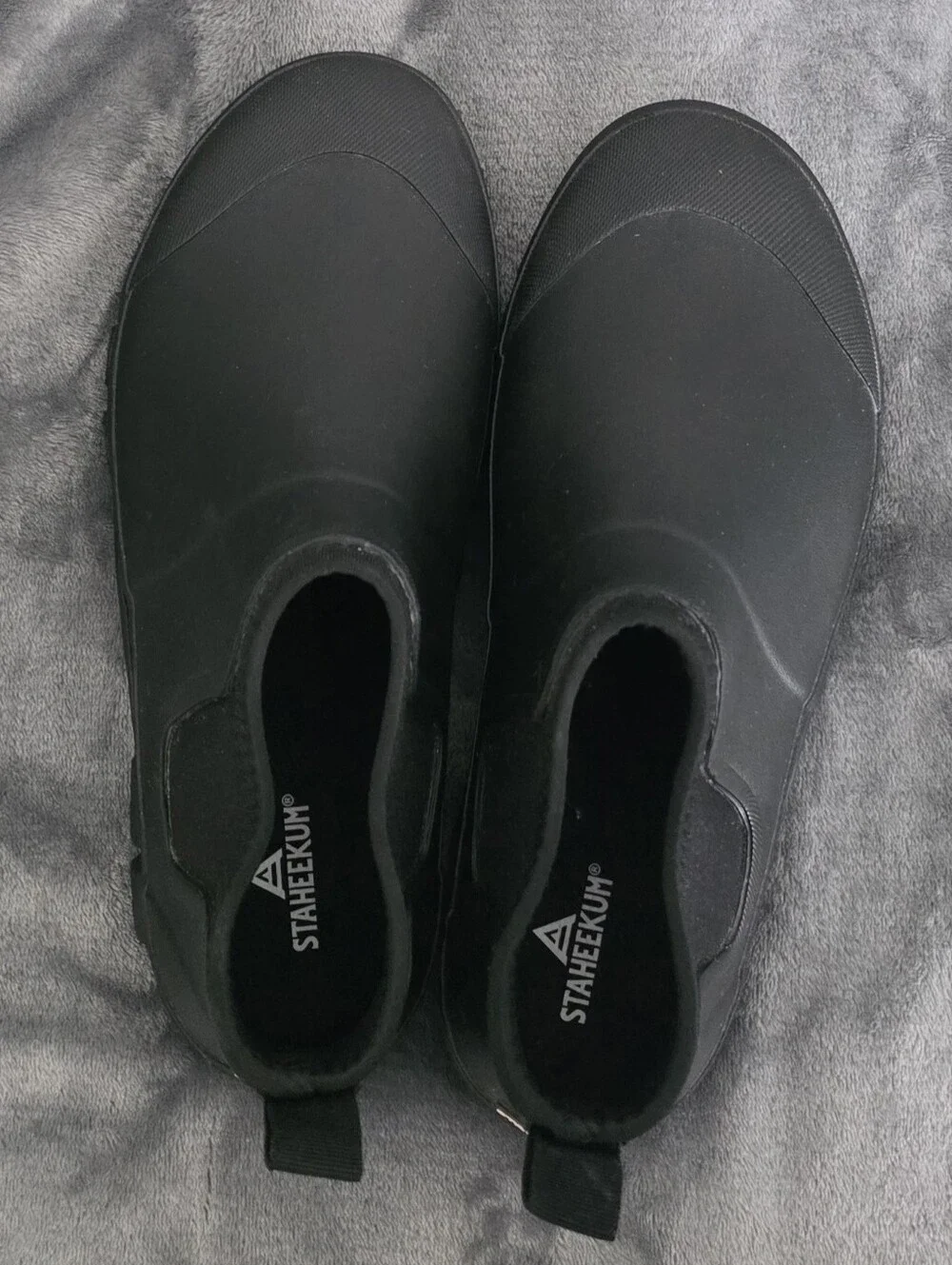 Staheekum Men's Waterproof Ankle Rain Boots Black Size 11